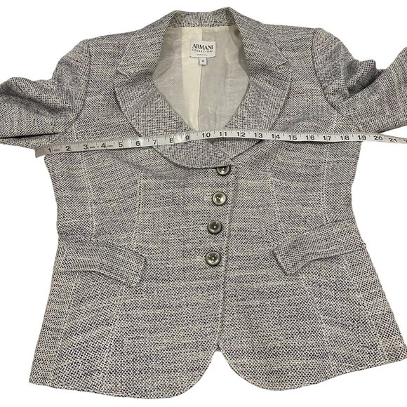 Armani Collezioni Blue,‎ White Tweed Blazer Size 6 - Picture 8 of 9
